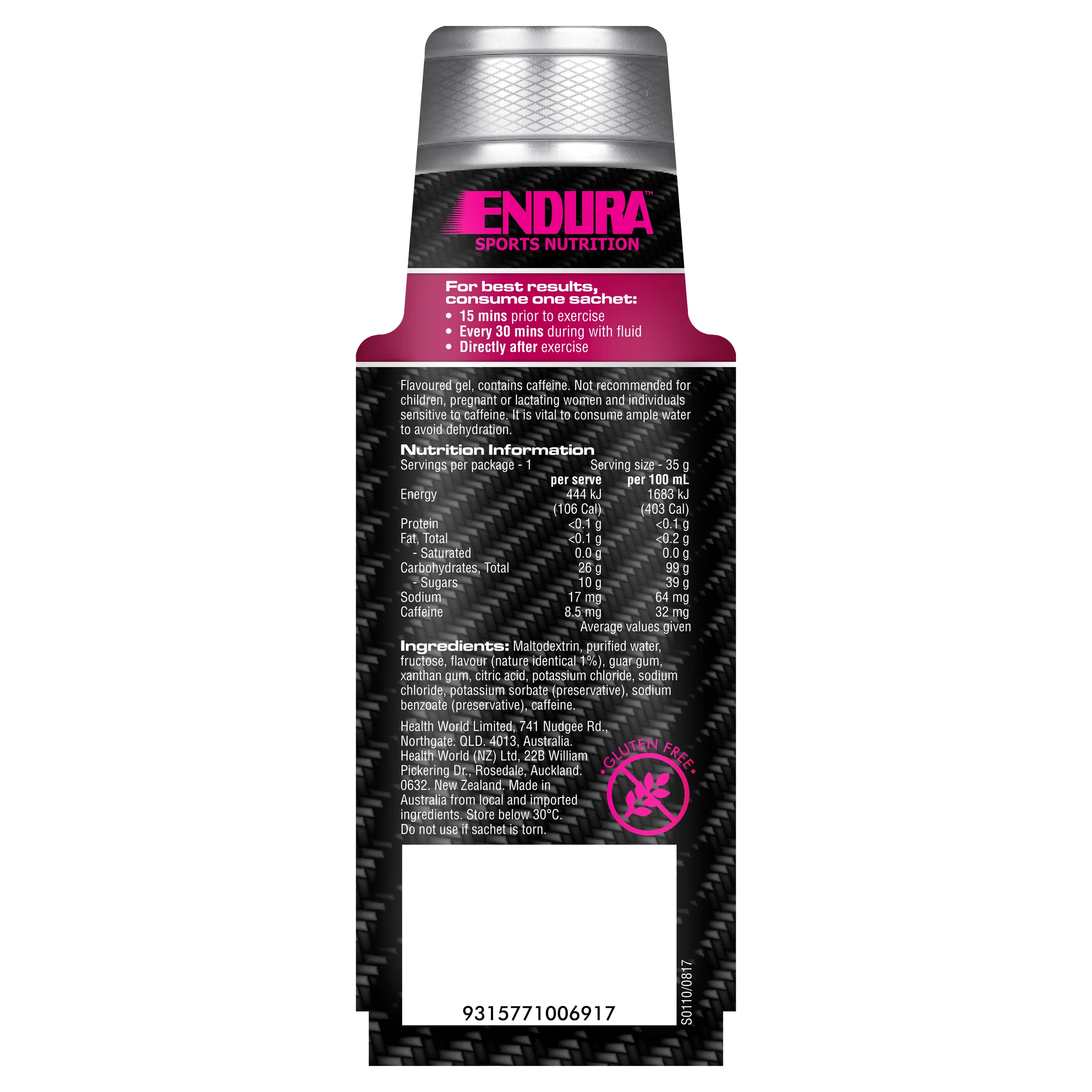 Sports Energy Gel Raspberry 35g Gel (20 Pack) - Image 3