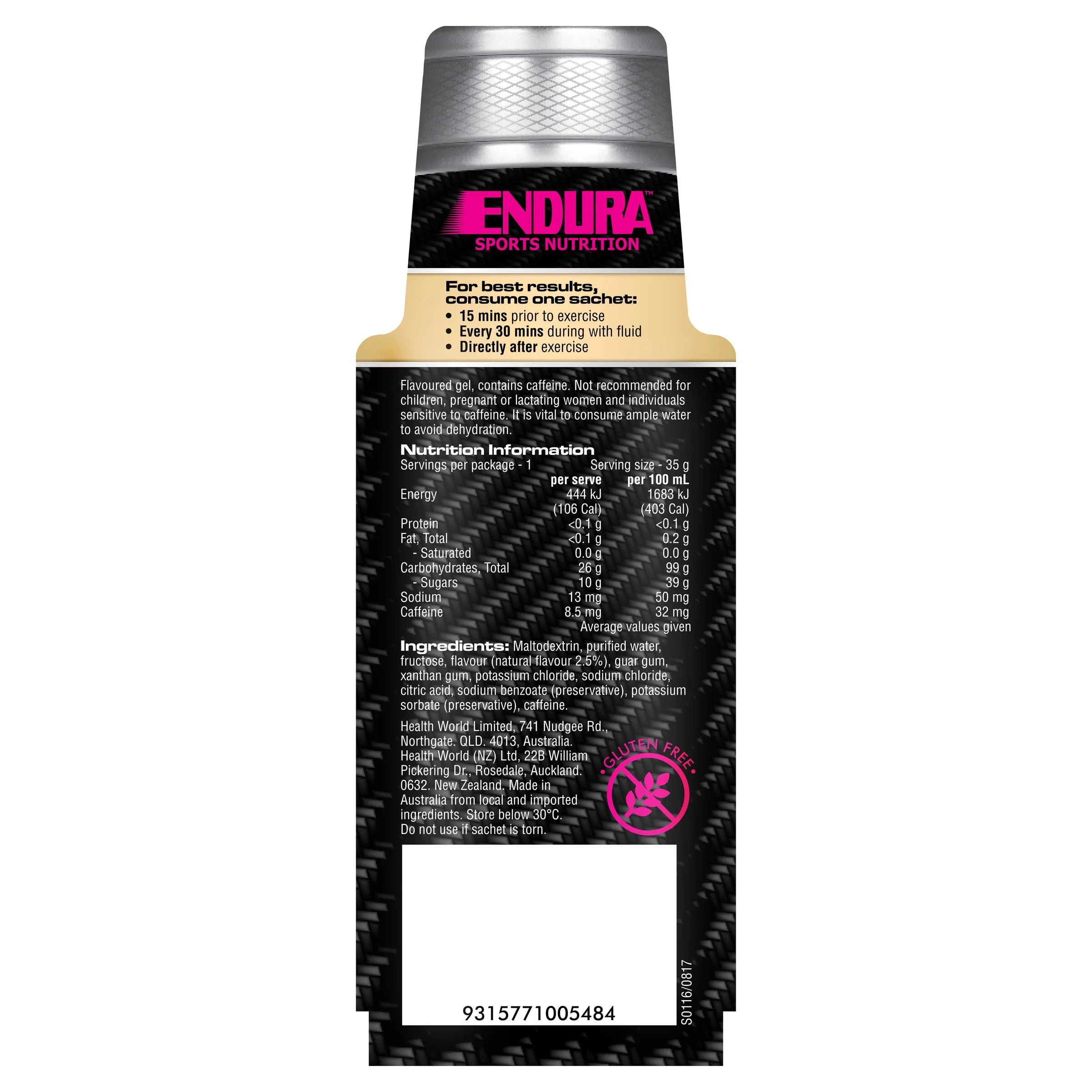 Sports Energy Gel Vanilla 35g Gel (20 Pack) - Image 3
