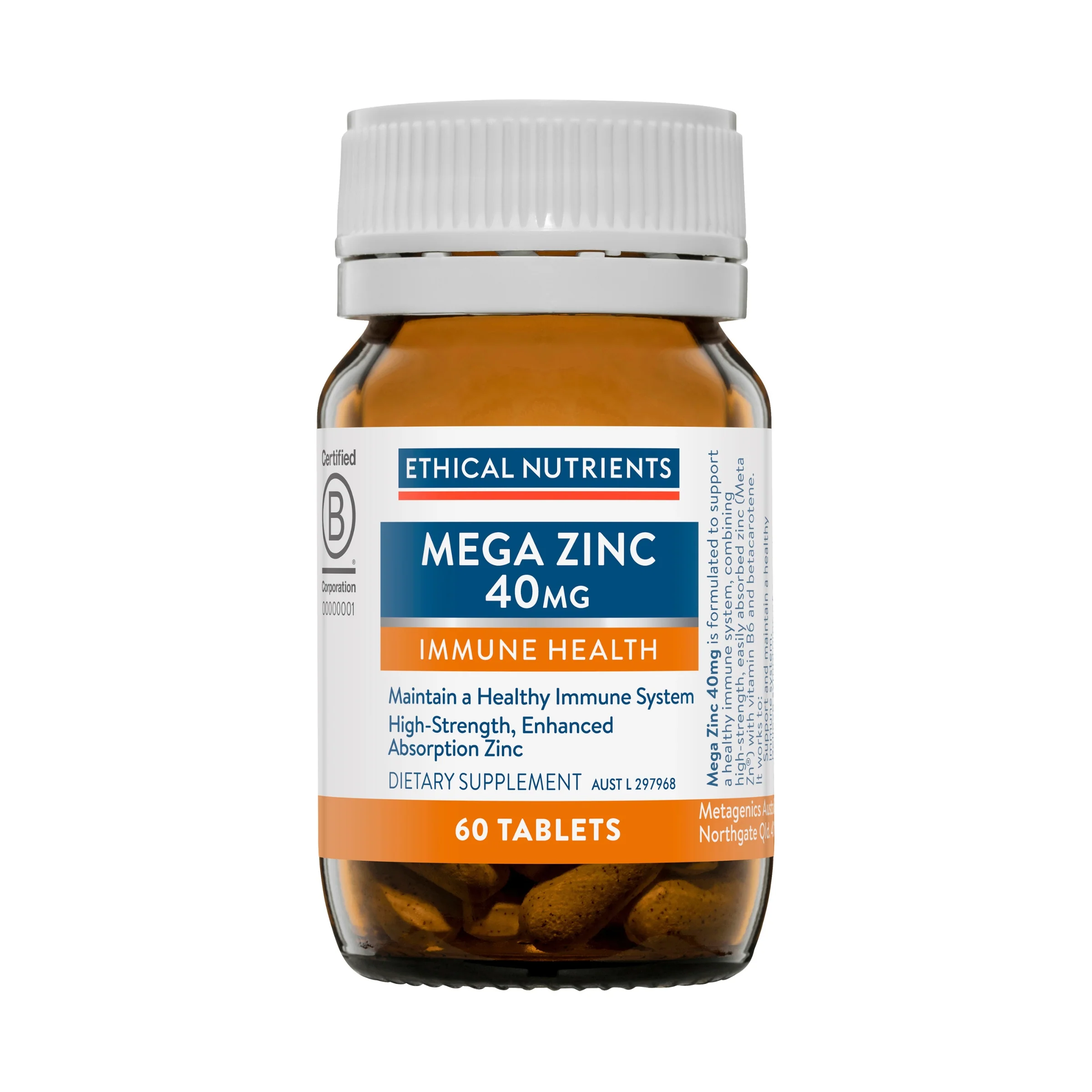 Mega Zinc 40mg 60 Tablets