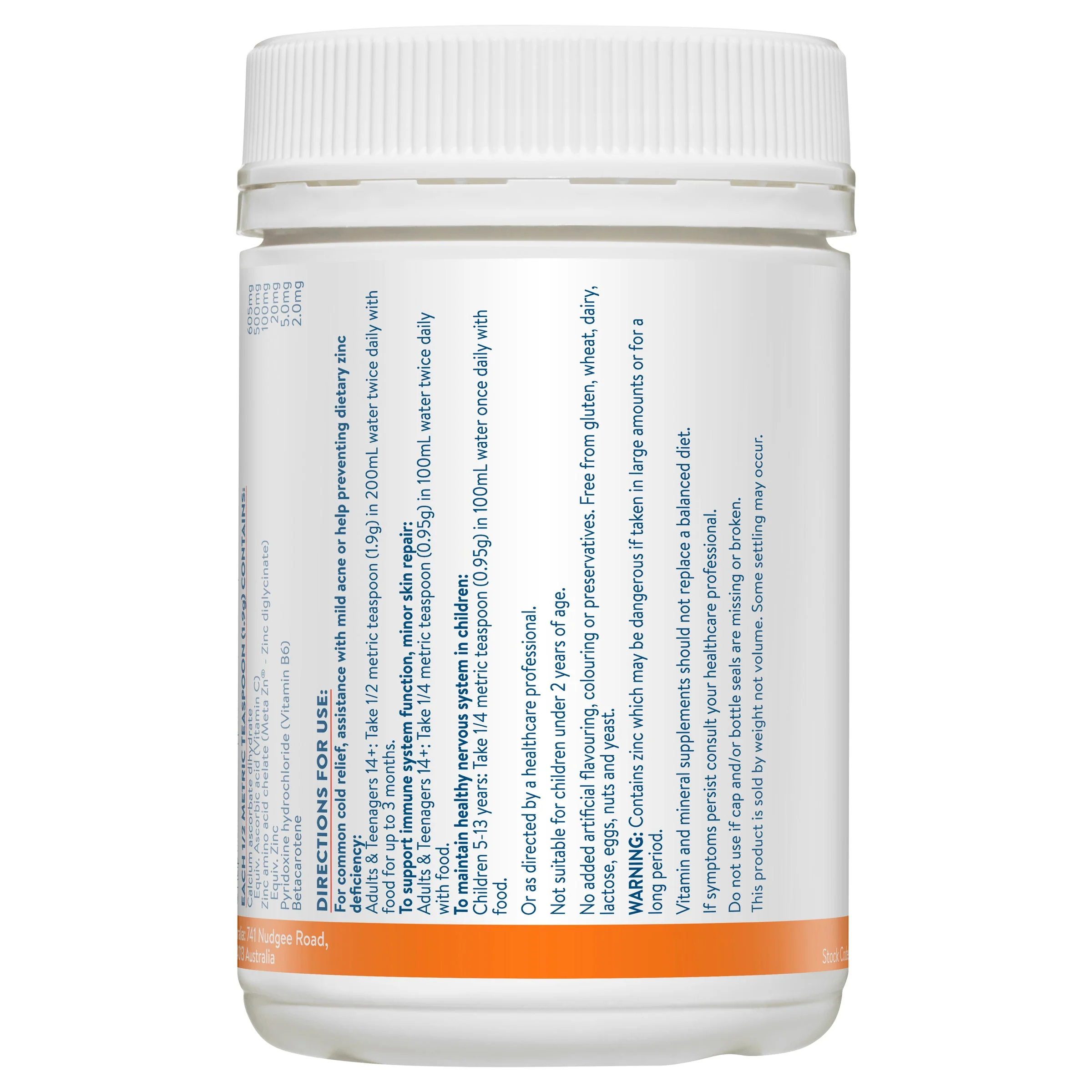 Mega Zinc 40mg with Vitamin C Raspberry 190g Powder - Image 2