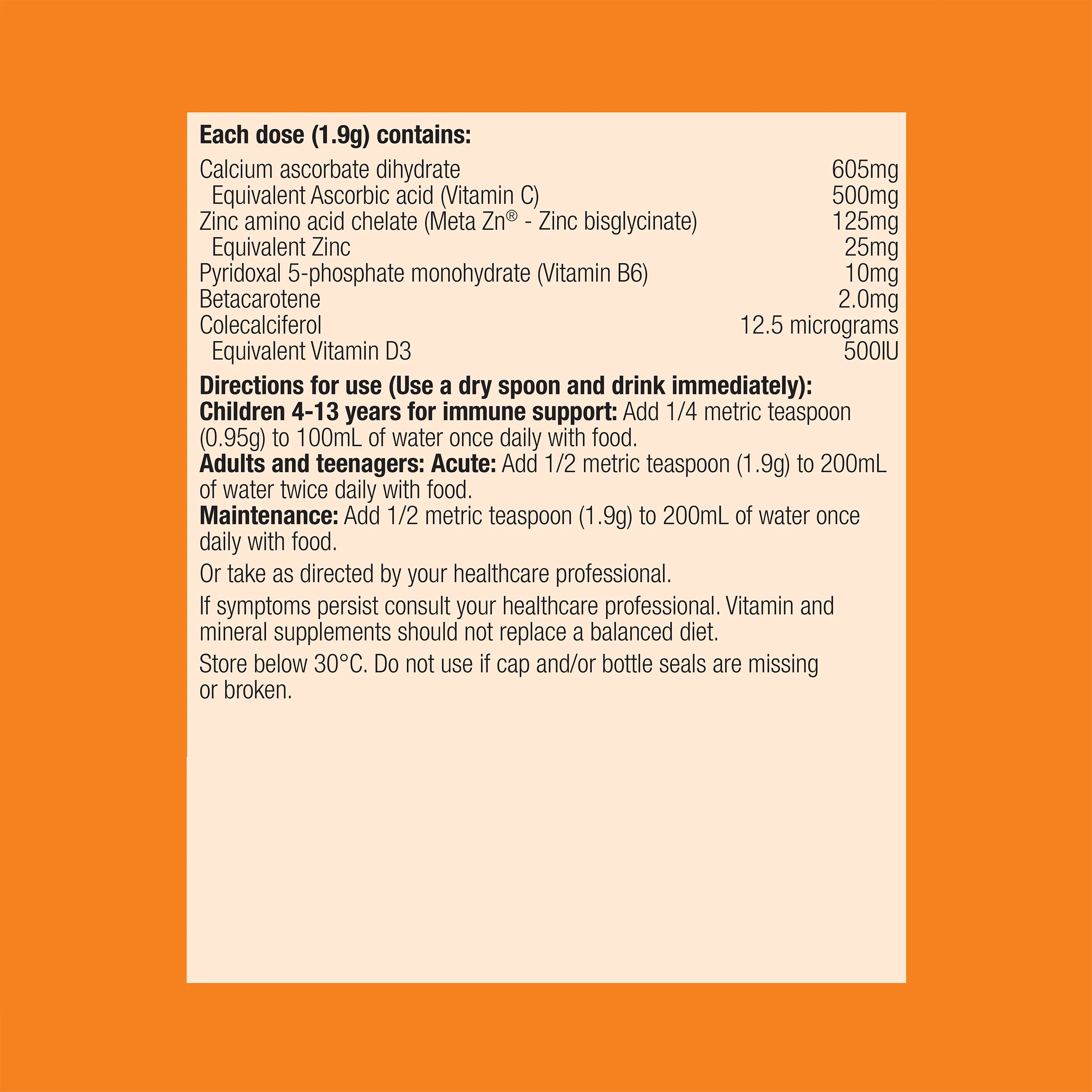 Meta Zinc with Vitamin C Orange 228g Powder - Image 4