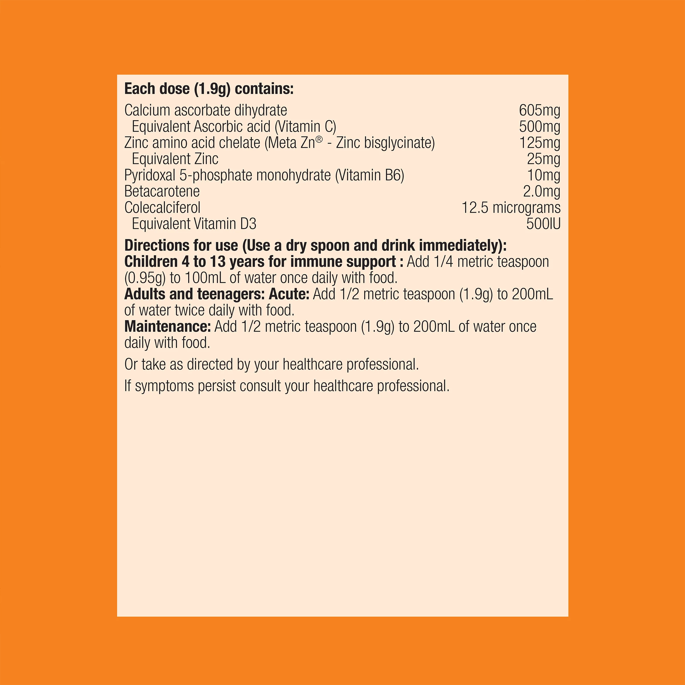 Meta Zinc with Vitamin C Raspberry 228g Powder - Image 4