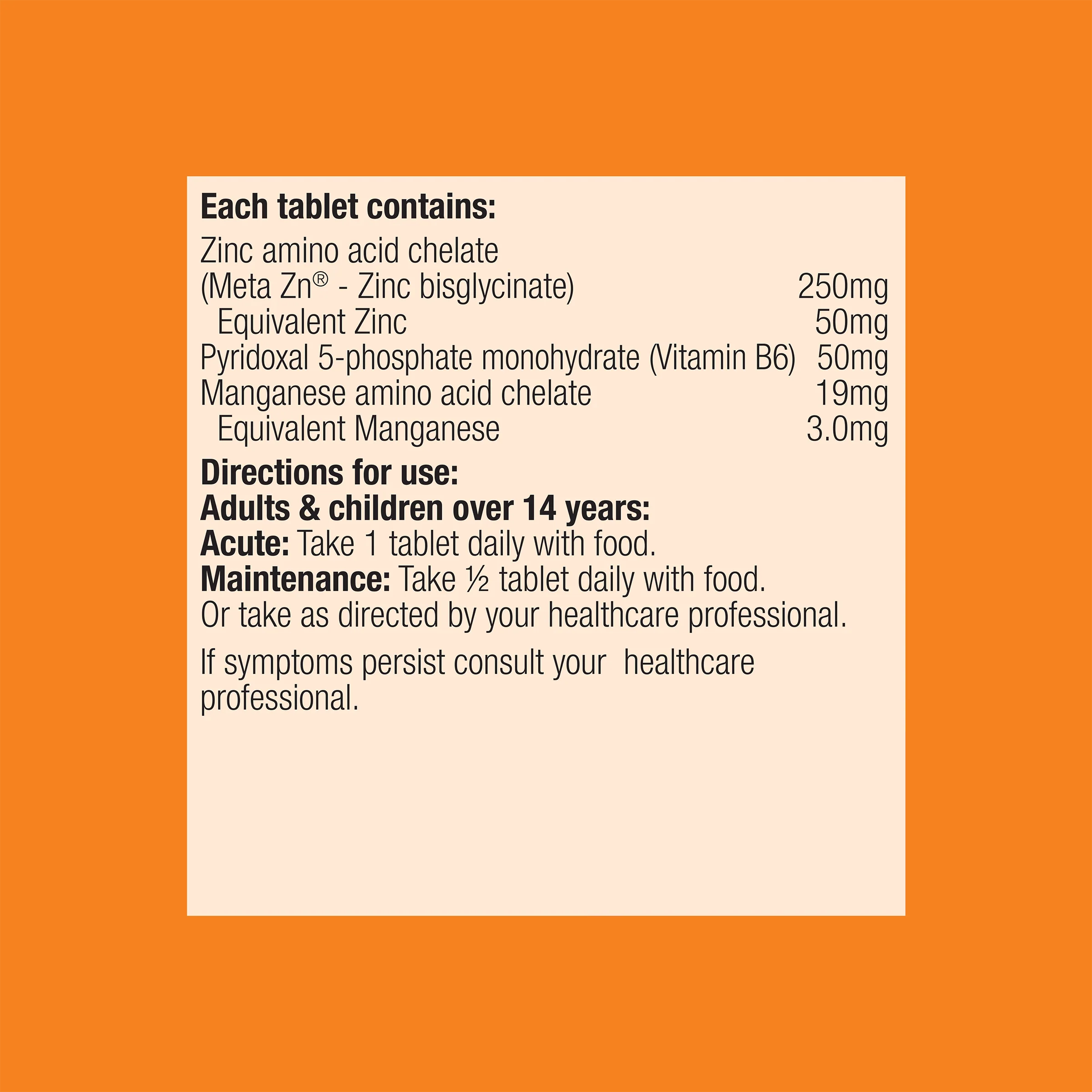 MetaZinc 60 Tablets - Image 3