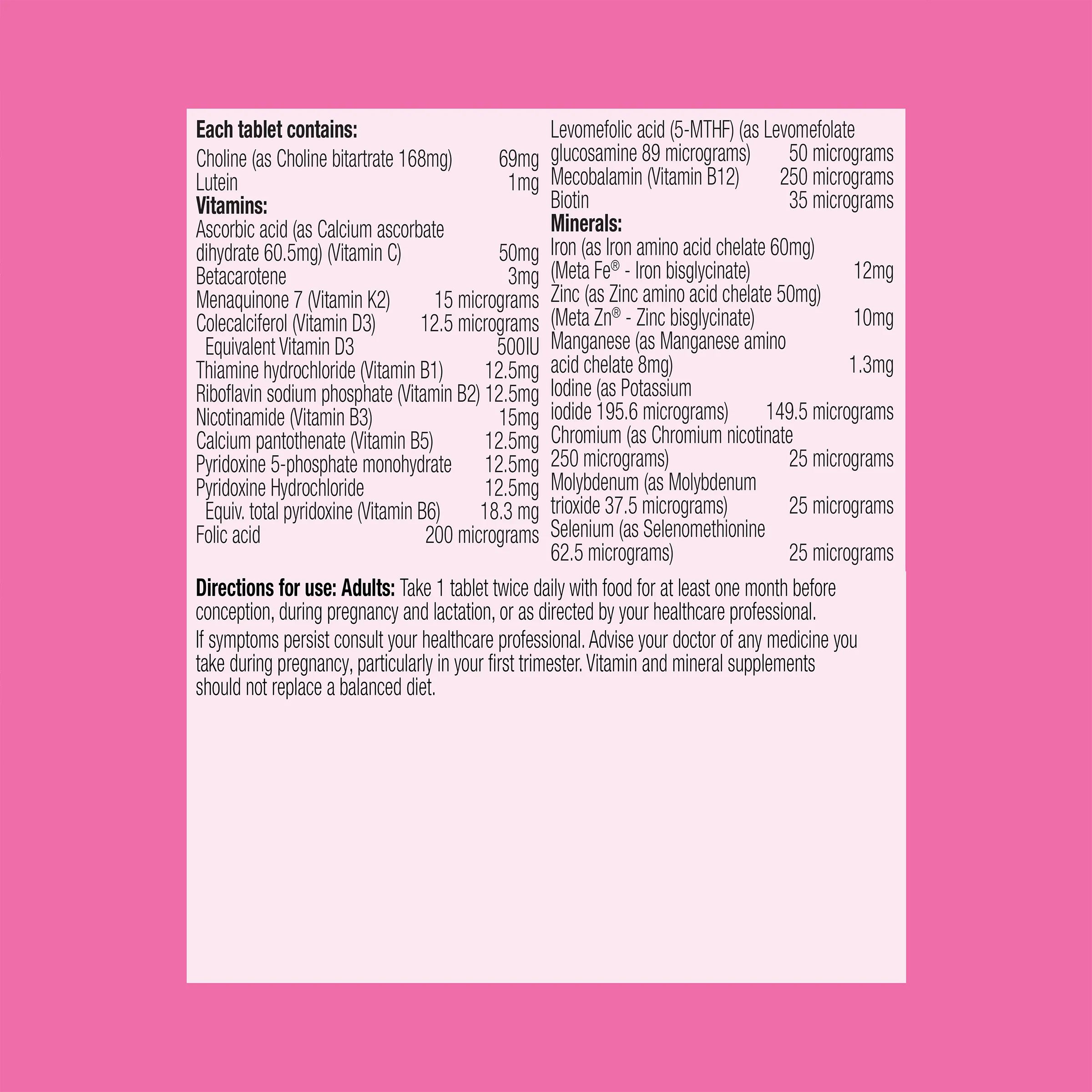 Pregnancy Care Advanced Multivitamin 60 Tablets - Image 3