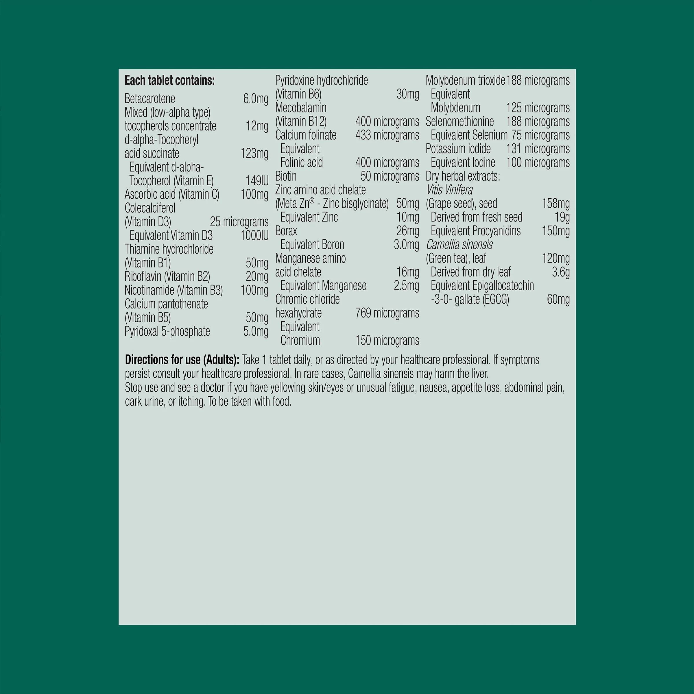 Prime Essentials Multivitamin & Mineral 60 Tablets - Image 2
